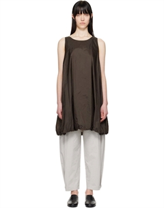 Коричневое нейлоновое объемное мини-платье Amomento