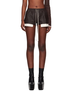 Коричневые кожаные шорты Hollywood Fog Boxer Rick owens