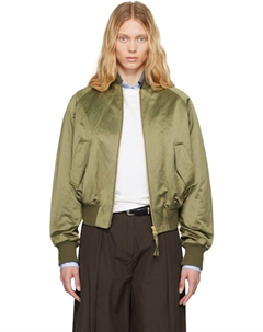 Зеленый бомбер из хлопкового атласа Ami de Coeur Ami paris