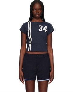 Футболка темно-синего цвета со вставками, облегающая Ambush