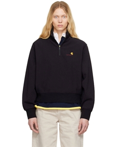 Черная толстовка с высоким воротом и надписью American Script Carhartt work in progress