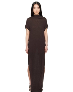 Коричневое платье-макси Hollywood SL Crater Rick owens