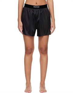 Черные атласные шорты-боксеры из эластичного шелка Tom ford