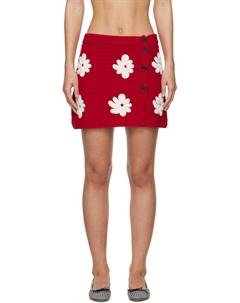 Красная мини-юбка, связанная крючком Msgm