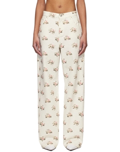 Джинсы бойфренды с белым и розовым принтом Blumarine