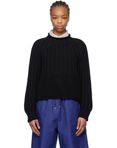 Черный ребристый хлопковый свитер Cordera