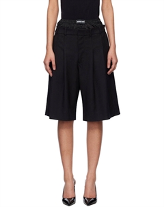 Черные шорты из натуральной шерстяной саржи Marine serre