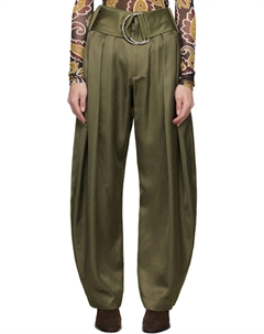 Брюки цвета хаки с D-образным креплением и складками Jw anderson