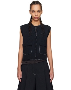 Жилет из темно-синего мериносового шерстяного трикотажа Cordera