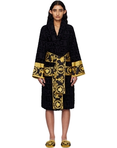 Черный банный халат «I Heart Baroque» Underwear Versace
