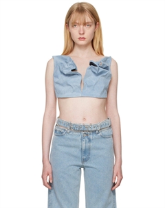 Синий мятый джинсовый бюстгальтер-бралетт Y / project