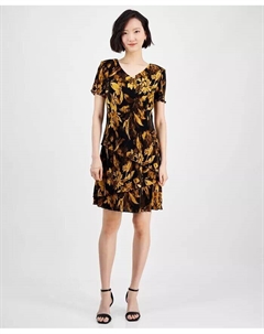 Женское плиссированное платье-футляр с многоуровневым цветочным принтом, золотой Connected