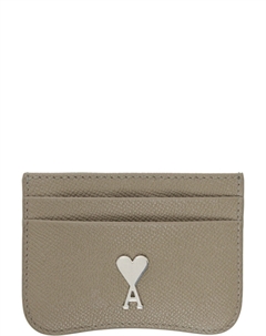 Визитница Paris из серо-коричневой кожи Ami paris