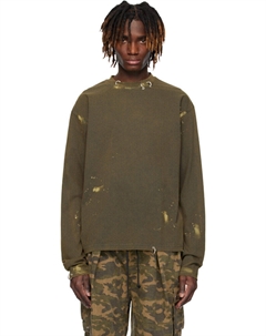 Футболка цвета хаки с пирсингом We11done