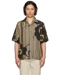 Рубашка с цветочным принтом серо-коричневого цвета Hugo