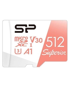 Карта памяти microSDXC UHS-I U3 Superior 512 ГБ, 100 МБ/с, Class 10, SP512GBSTXDV3V20, 1 шт., без адаптера Silicon power