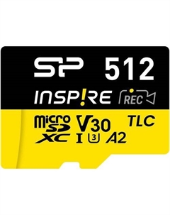Карта памяти microSDXC UHS-I U3 Inspire 512 ГБ, 170 МБ/с, Class 10, SP512GBSTXLA2V1N, 1 шт., без адаптера Silicon power