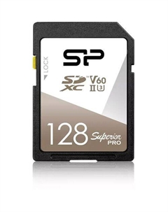 Карта памяти SDXC UHS-II U3 Superior Pro 128 ГБ, 280 МБ/с, Class 10, SP128GBSDXJV6V10, 1 шт., без адаптера Silicon power