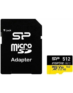 Карта памяти microSDXC UHS-I U3 Inspire 512 ГБ, 170 МБ/с, Class 10, SP512GBSTXLA2V1NSP, 1 шт., с адаптером Silicon power