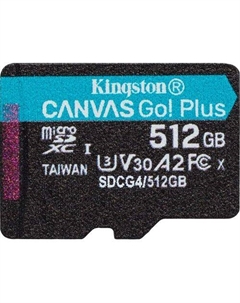 Карта памяти microSDXC UHS-I U3 Canvas Go! Plus 512 ГБ, 200 МБ/с, Class 10, SDCG4/512GBSP, 1 шт., без адаптера Kingston