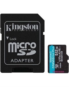 Карта памяти microSDXC UHS-I U3 Canvas Go! Plus 512 ГБ, 200 МБ/с, Class 10, SDCG4/512GB, 1 шт., переходник SD Kingston
