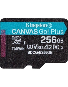 Карта памяти microSDXC UHS-I U3 Canvas Go! Plus 256 ГБ, 200 МБ/с, Class 10, SDCG4/256GBSP, 1 шт., без адаптера Kingston