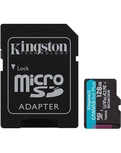 Карта памяти microSDXC UHS-I U3 Canvas Go! Plus 128 ГБ, 200 МБ/с, Class 10, SDCG4/128GB, 1 шт., переходник SD Kingston