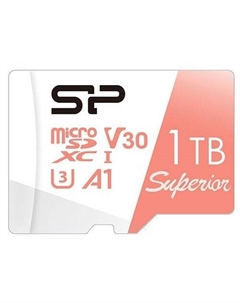Карта памяти microSDXC UHS-I U3 Superior 1024 ГБ, 100 МБ/с, Class 10, SP001TBSTXDV3V20, 1 шт., без адаптера Silicon power