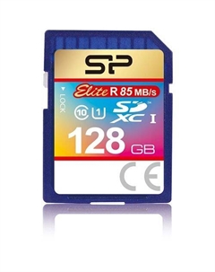 Карта памяти SDXC UHS-I U1 Elite 128 ГБ, 85 МБ/с, Class 10, SP128GBSDXAU1V10, 1 шт., без адаптера Silicon power