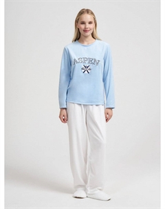 Теплая плюшевая пижама с вышитой надписью и брюками Твое