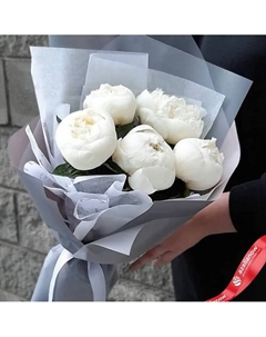 Букет из 5 белых пионов «Пломбир» Azalianow цветы. подарки. декор