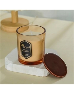 Ароматическая свеча Cedar Patchouli с керамической крышкой Янтарь 200 Arya home collection