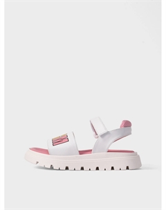 Белые босоножки с разноцветным логотипом Msgm