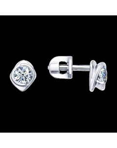 Серьги-пусеты из серебра с фианитами Sokolov