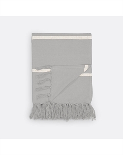 Полосатый хлопковый плед с бахрамой Nedo серый Laredoute