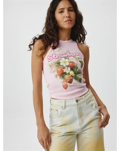 Топ в рубчик с принтом Sela