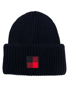 Woolrich шапка бини с нашивкой логотипом l синий Woolrich