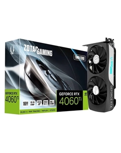 Видеокарта NVIDIA GeForce RTX 4060Ti Twin Edge, 16Gb GDDR6, 128 бит, PCI-E, HDMI, 3DP, Retail (ZT-D40620E-10M) Zotac