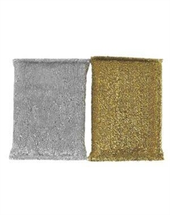 Губка для мытья посуды Eco, 2 шт, 11х7.5х2.5 см, поролон с металлической нитью Eurohouse