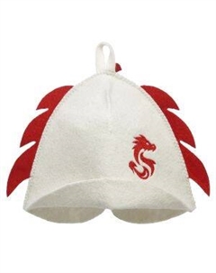 Шапка банная с вышивкой Драконья шляпа, войлок, белый Главбаня