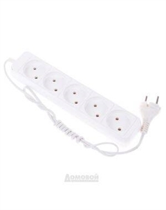 Удлинитель сетевой Реальная Электрика, 5 гнезд, без заземления, 1.2 м Нева пласт