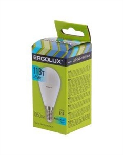 Лампа светодиодная, E14, 11 Вт, 4500К, 172-265 В, шар Ergolux