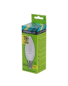 Лампа светодиодная ERGOLUX LED, 7Вт, E14, 3000K, 172-265В, свеча Litarc lig