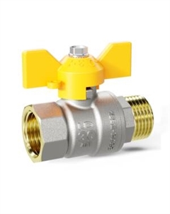 Кран шаровой латунный никелированный, 1/2, ВР/НР бабочка, газ Ld pride