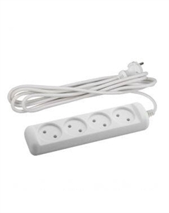 Удлинитель электрический ЭРА, 4 гнезда, без заземления, 5 м, белый Atl