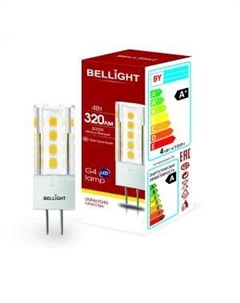Лампа светодиодная, G4, 4Вт, 3000К Bellight