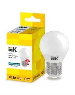 Лампа светодиодная Alfa, Е27, 10 Вт, 4000К, 230 В, шар Iek