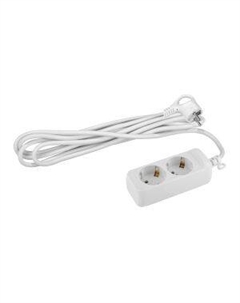 Удлинитель электрический ЭРА, 2 гнезда, с заземлением, 1,5 м, белый Atl