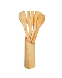 Набор кухонных принадлежностей в подставке, 5 предметов, бамбук Nouvelle h