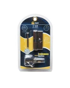 Цилиндр замка C60мм, ключ-ключ, медь Мсм